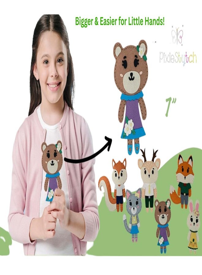 مجموعة خياطة Pixiestytch للأطفال - اصنعي 6 مشاريع حيوانات محشوة رائعة - مجموعة حرف يدوية ممتعة للأعمار من 6 سنوات فما فوق - مجموعة خياطة تعليمية وإبداعية للبنات والأولاد - هدية للحرفيين الصغار - Image 3